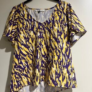 Christopher & Banks Yellow and Purple Blouse